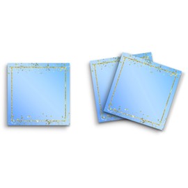 Butler in the Home Sticky Notes 12 Pack 3"x3" 50 Sheet Count Per Pad, Light Blue and Gold Glitter Border, Cute Funny Memo Note Pads Stationery Journal Planner Paper