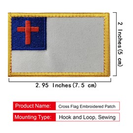 2PCS Cross Flag Patches Embroidered Morale Patch Hook and Loop