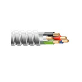 Wirenco 12/4 Metal Clad (MC) Cable with Ground, Aluminium Armor and Solid Copper Conductors (25Ft Cut)