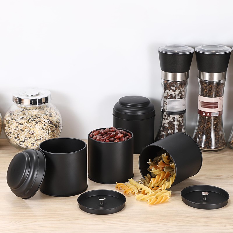 JUXYES 6 Pack Tea Tins Canister with Airtight Double Lids,