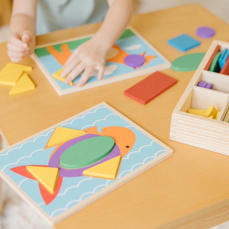 Melissa & Doug Beginner Wooden Pattern Blocks Educational Toy with
