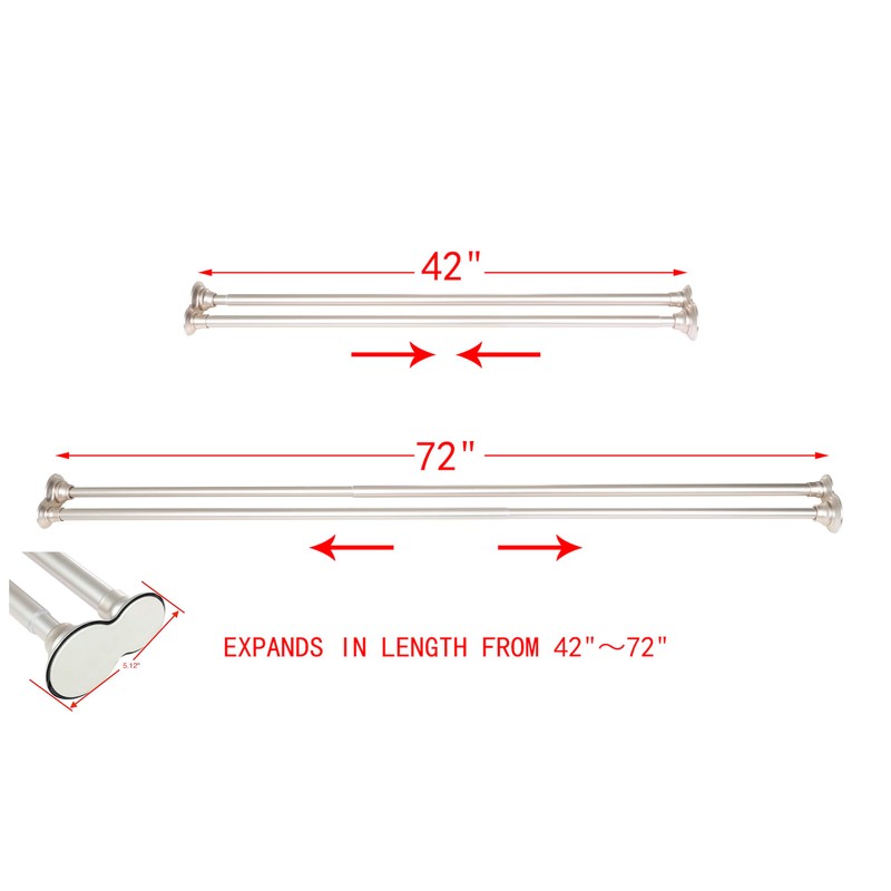 72 in. Adjustable 72-Inch Double Shower Curtain Rods, Brushed Nickel