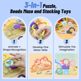 KIAANS Teether Baby Toy High Chair Toy Bead Maze Toy for Toddlers Cloud Montessori Sorting Toy (Blue)