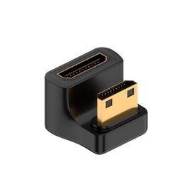 Duttek 8K Mini HDMI Adapter, U Shape Mini HDMI Male Mini HDMI Female Adapter 48Gbps Downward Oriented Mini HDMI Mini HDMI 2.1 Version Connector Supports 8K@60Hz, 4K@120Hz Dynamic HDR with LED