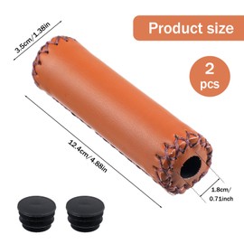 Mabor 2Pcs Brown Bike Handlebar Grips – Soft Sponge & Leather, Non-Slip Comfort, Fits 7/8" (22mm) Vintage, MTB, Road Bicycles