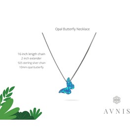 Butterfly Necklace Opal Blue Gift for Women Girl Jewelry Delicate Opal jewelry 925 Sterling Silver Box Chain