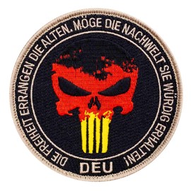 Café Viereck ® Punisher Patch with Germany Flag Embroidered with Velcro 10 cm Diameter