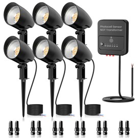 ZZXX 20W Low Voltage Landscape Lights 2000LM LED Landscape Lighting Super Warm White IP66 Waterproof 12V-24V Spotlights Outdoor with Photocell Sensor for Yard Garden Pathway Tree (6 Pack)