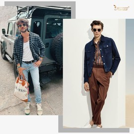 JasGood Men's Canvas Belt, Woven Casual Belt, 3.8 cm Wide, Style 02D-Black+Coffee+Blue(Greyish)