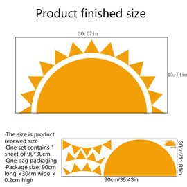Bohemian Half Sun Wall Decal - Removable Large Sun Wall Decal - Sunrise Art Mural Decal - Vinyl Sun Wall Decal - Sun Decal for Decorating Children's Rooms Bedroom Playroom Nursery