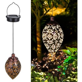 Tomshine Solar Lantern Light,Outdoor Hanging Garden Lights Metal Lamp for Patio, Patio Decor Metal Yard Art Garden Accessories Outdoor Decorations for Porch,Yard, Lawn, Patio, Courtyard