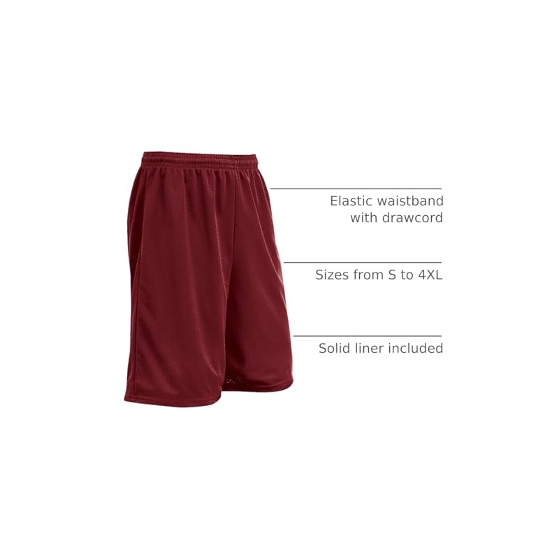 Champro Diesel 9" Inseam Polyester Short, Adult Small, Cardinal