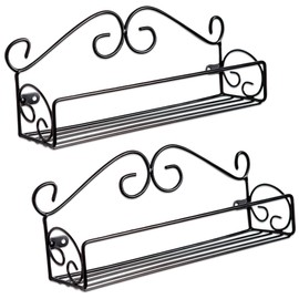 DII Farmhouse Vintage Decorative Metal Pantry Spice Rack Organizer, 12"Lx2.5"Dx4.33"H, Spice Rack Shelf 2 Piece