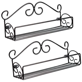 DII Farmhouse Vintage Decorative Metal Pantry Spice Rack Organizer, 12"Lx2.5"Dx4.33"H, Spice Rack Shelf 2 Piece