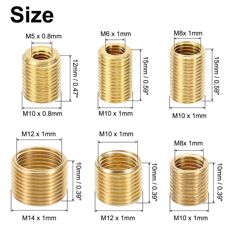 PATIKIL 6 Size Thread Reducing Nuts Insert, 30pcs Male to