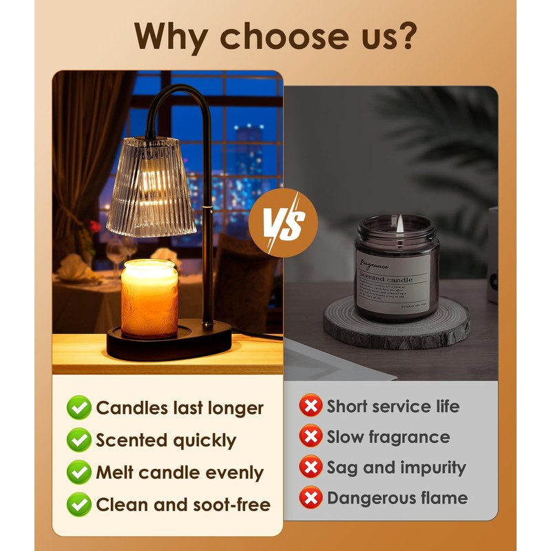 Candle Warmer Lamp - Electric Candle Lamps Warmer with Dimmer