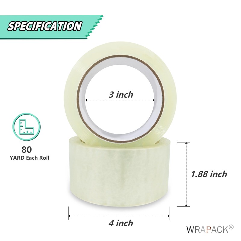 WRAPACK Clear Packing Tape Refills, Packaging Tape Roll for Moving,