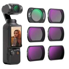 LENSKINS Magnetic ND & CPL Filter Kit for DJI OSMO Pocket 3, 6-Pack CPL/ND8/ND16/ND32/ND64/ND128 Polarizing and Neutral Density Filters, Multi Coated HD Optical Glass with Aluminum Frame