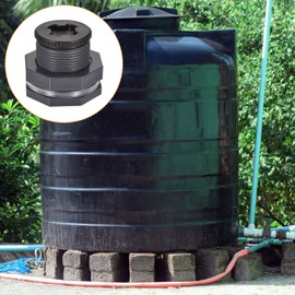 M METERXITY 1 Set PVC Bulkhead Fitting Thread Bulkhead Water Tank Connector with Plug Fitting for Aquarium Rain Bucket G1 Thread Gray