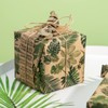 RUSPEPA Kraft Wrapping Paper Roll - Green Leaf Pattern -