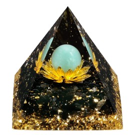 Nupuyai Lotus Healing Stone Crystal Pyramid, Energy Gemstone Pyramid Decoration with Green Aventurine, Obsidian Stone for Yoga Meditation, Room, Living Room, Feng Shui Decor