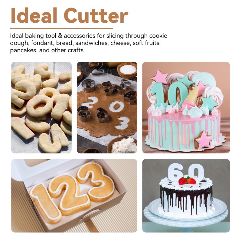 GeekLeaf 9PCS Number Cookie Cutters Set, Numbers 0-8(6 Reverses to