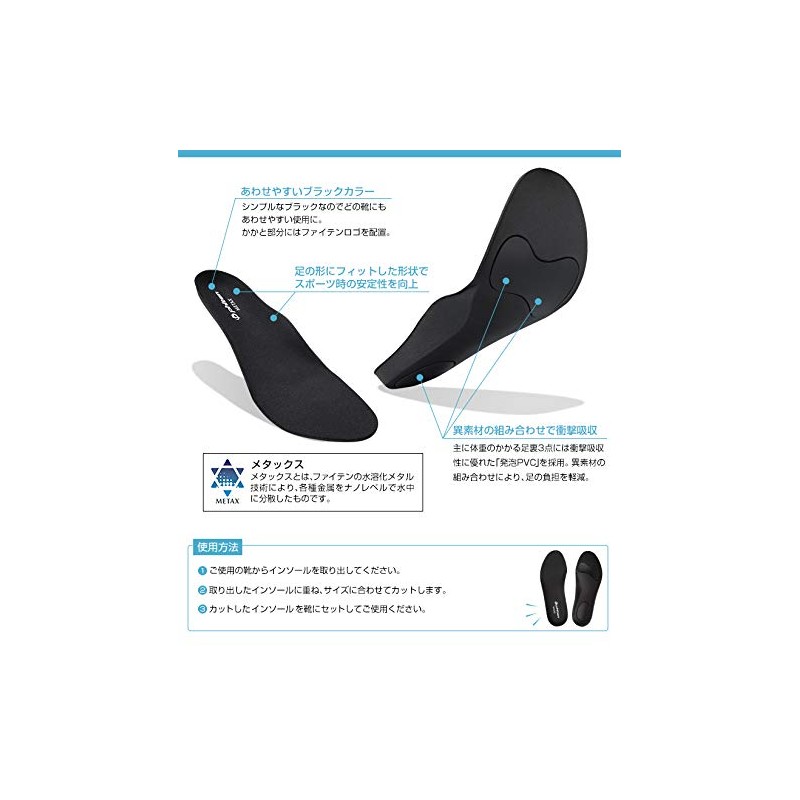 Phiten Insole, Cup Type, Metax, 3D Moulding, Fit Soles, Improved