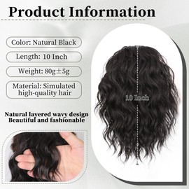 Cisyia Ponytail Extension, Natural Black Drawstring Ponytail for Women, Clip in Wavy Curly Ponytail Hair Extensions Short Soft Synthetic Hairpiece for Daily Use