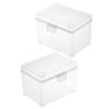 TEHAUX 2Pcs Small Plastic Card Storage Boxes Stackable Desktop Organizers