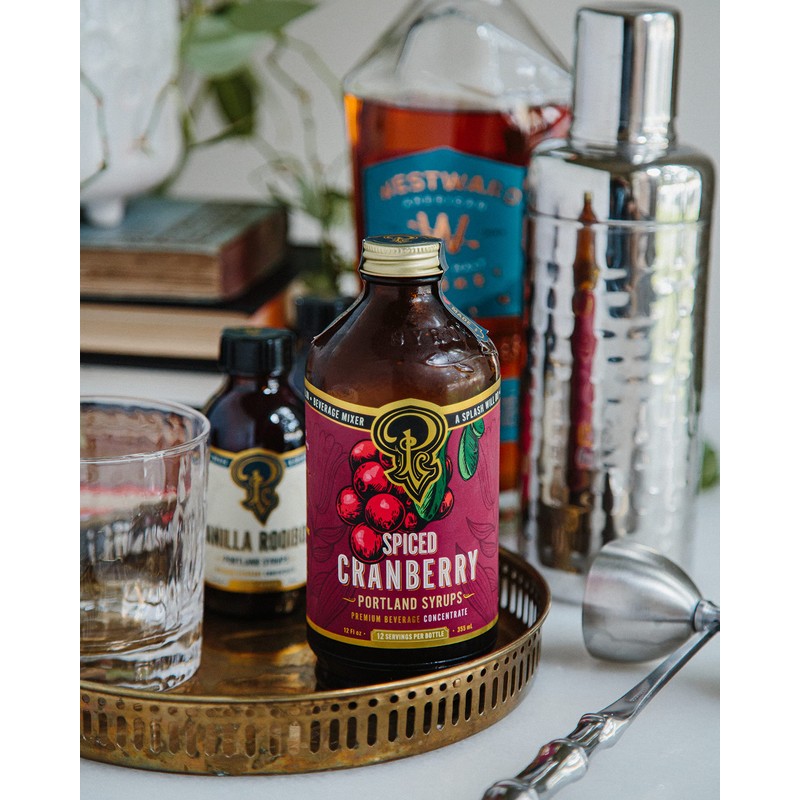 Portland Syrups Spiced Cranberry Syrup - Premium Beverage Concentrate for