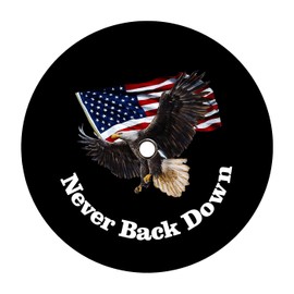 Aolowewin for Ford Bronco, Jeep Wrangler Spare Tire Cover with Camera Hole, American Flag and Bald Eagle (Never Back Down), Waterproof Protector (XL: 255/70R18, 255/75R17), AOLO-USFLAGE.HOLE-A01