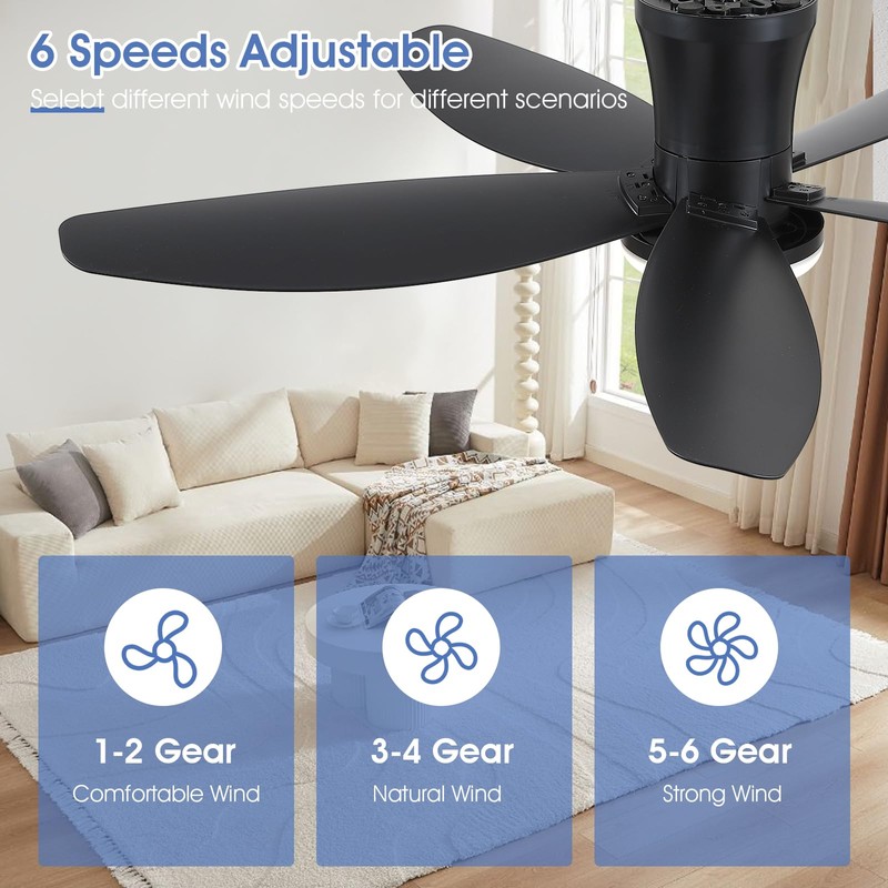Surtime 42" Ceiling Fans with Lights-Low Profile Ceiling Fan with