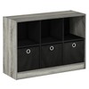 Furinno Bookcase and End Table Bundle with Bins and Drawers