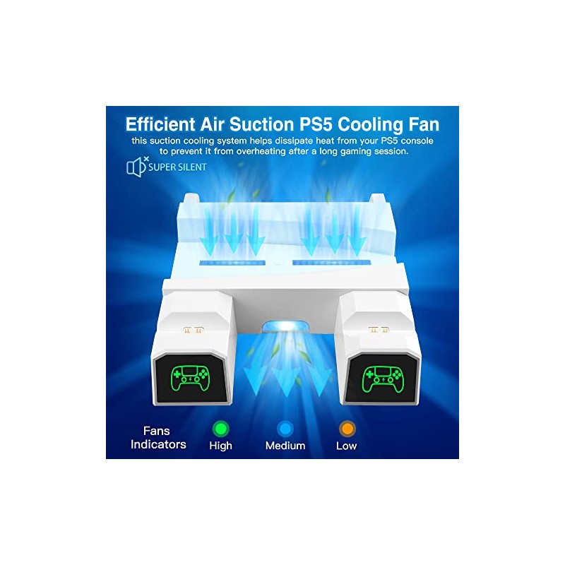 Soporte de ventilador de refrigeración PS5 con estación de carga