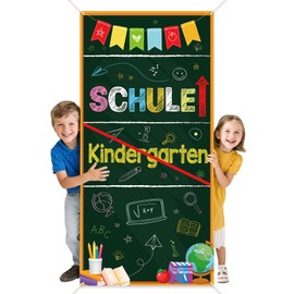 DPKOW School Decoration Girl Boy First Day of School Decoration Fabric Nursery / School Door Banner School Background Door Wall Decoration for Starting School, 185 x 90 cm