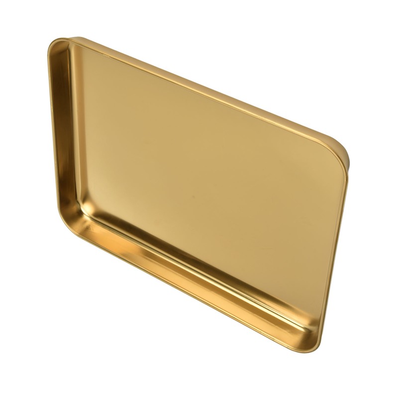 Stainless Steel Rectangular Tray Flat Bottom Plate Restaurant Home Golden