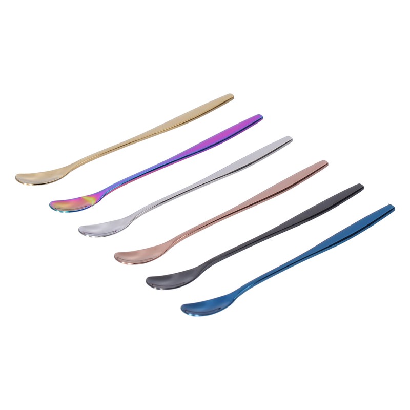 6PCS Coffee Spoon Stainless Steel Mixing Spoon Thickened Long Handle