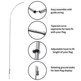 Ravenhill Feather Flag Pole Kit up to 13 FT with Rotating Ground Stake with Bearing Ring, Made with Reinforced Aluminum, Resists Winds of 40 MPH, Great for Business Advertising Outdoor (Pole Set)