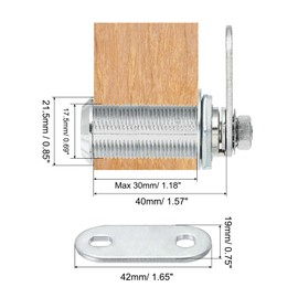 PATIKIL Cabinet Cam Lock with Key, 1-4/7"(40mm) Keyed Different Cam Lock Cylinder Zinc Alloy Chrome Drawer Locks Tubular Cam Removable Key for Drawer Cabinet Secure