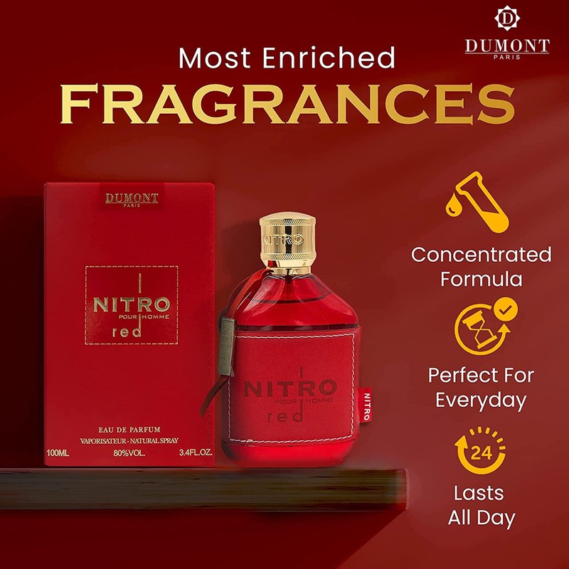 Dumont Nitro Red Pour Homme EDP Spray 3.4 Oz For