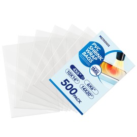 Metronic Shrink Wrap Bags 4x6 Inches 500Pcs, Clear PVC Heat Shrink Wrap Bags for Packagaing Soap,Bath Bombs,Makeup, Candles,Small Gifts,Jars,Homemade DIY