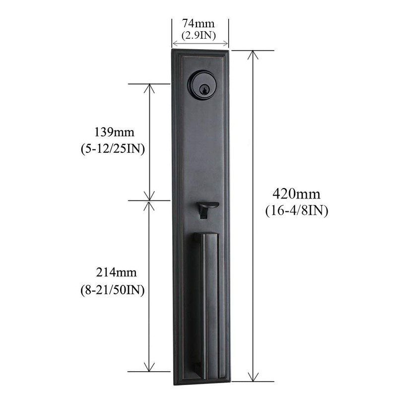 NEWBANG HARDWARE Keyed Door Handleset for Exterior Front Door Aged