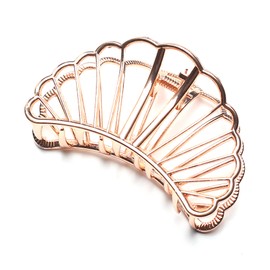 QinGoo Large Metal Shell Hair Clip Women's Claws Hair Clip Beautiful Women Hair Accessories Girls Hair Accessory 1 Piece (8 cm x 4 cm, Rose Gold)