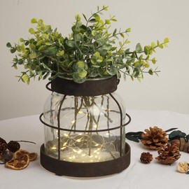 Vintage Glass Vase, Modern Farmhouse Decor, Rustic Vase for Living Room, Decorative Clear Vase for Flowers, Dried Flower, Floral Arrangement, Centerpieces for Dining Table