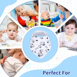 MOEMOE BABY Baby Bibs Waterproof Triangle Scarf, Adjustable Baby Bibs, Machine Washable, Baby Neckerchief for Boys and Girls, Pack of 8, White