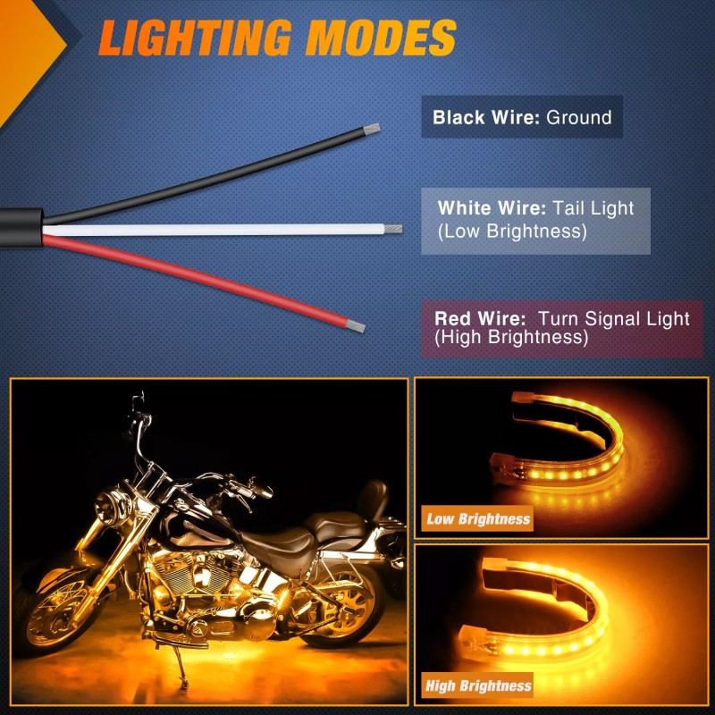 Nilight 2PCS 5Inch LED Motorcycle Turn Signal Tail Light Strips