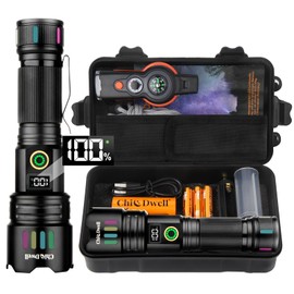 ChicDwell Taschenlampe LED Aufladbar 30000 Lumen, Extrem Helle LED Taschenlampen USB C, Wasserdicht Taktische Flashlight, Starke Batteriebetriebene Torch for Outdoor and Notfälle