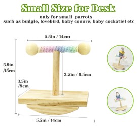 Natural Wood Bird Perch Stand Training, Intelligence Puzzle Enrichment Toys for Parakeets, Wooden Parrot Perch Platform, Bird Playground Play Stands for Conure Cockatiel (Wood, Small - Colorful)