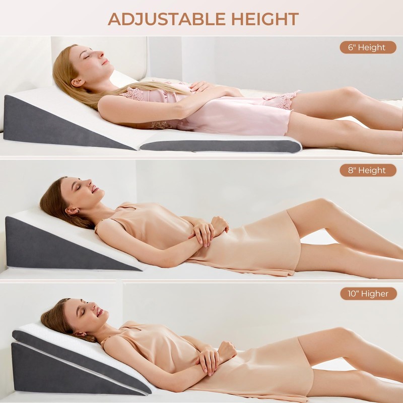 Vekkia 2-Pack Adjustable Wedge Pillow for Sleep Apnea & Back