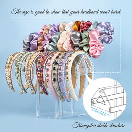 MOFASVIGI Headband Holder Scrunchie Holder, Acrylic Hairband Organiser Storage,3-Tier Clear Bracelet Necklace stand jewellery stand, Hair Accessories Organiser Hair Tie Dispaly for Women and Girls.